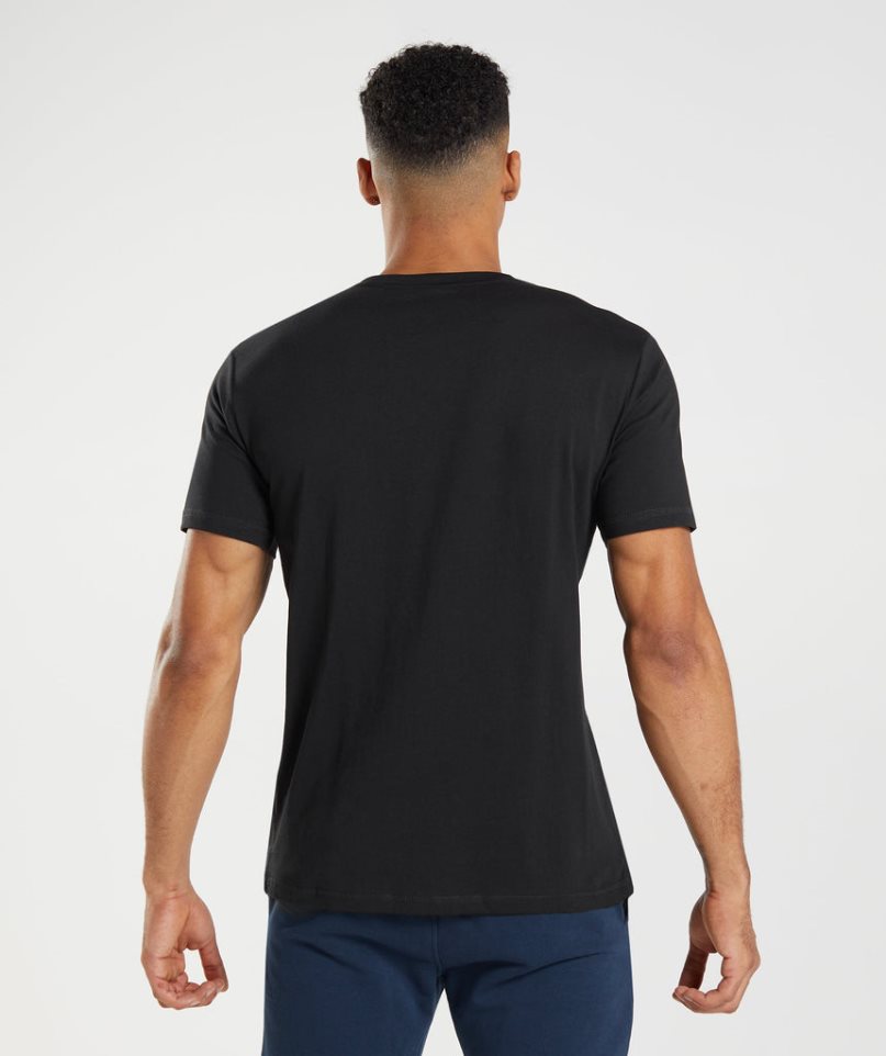 Men's Gymshark Sharkhead Infill T-Shirts Black | CA N17568